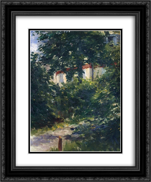 The garden around Manet's house 20x24 Black Ornate Wood Framed Art Print Poster with Double Matting by Manet, Edouard