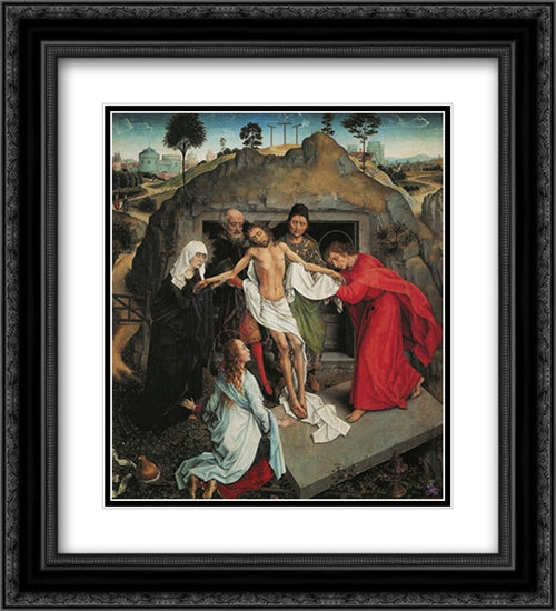 Lamentation Over the Dead Christ 20x22 Black Ornate Wood Framed Art Print Poster with Double Matting by Mantegna, Andrea