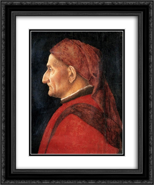 Portrait of a Man 20x24 Black Ornate Wood Framed Art Print Poster with Double Matting by Mantegna, Andrea