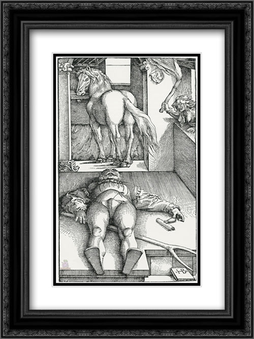 The Bewitched Groom 18x24 Black Ornate Wood Framed Art Print Poster with Double Matting by Mantegna, Andrea