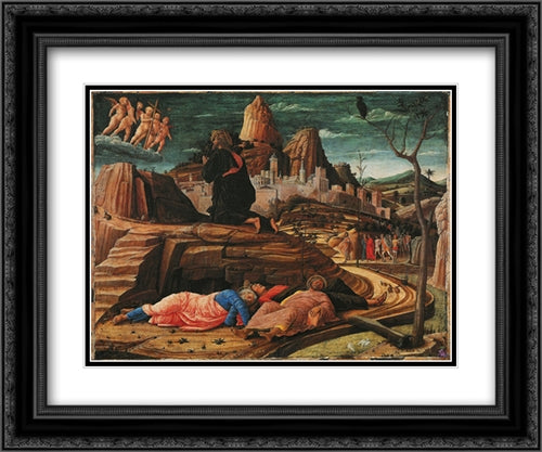 The Agony in the Garden 24x20 Black Ornate Wood Framed Art Print Poster with Double Matting by Mantegna, Andrea