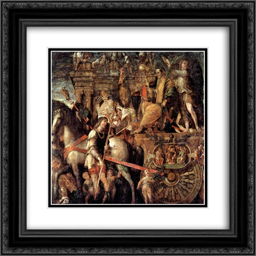 Julius Caesar on a triumphal car 20x20 Black Ornate Wood Framed Art Print Poster with Double Matting by Mantegna, Andrea