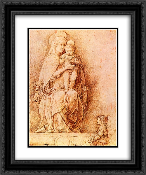 Madonna and child 20x24 Black Ornate Wood Framed Art Print Poster with Double Matting by Mantegna, Andrea