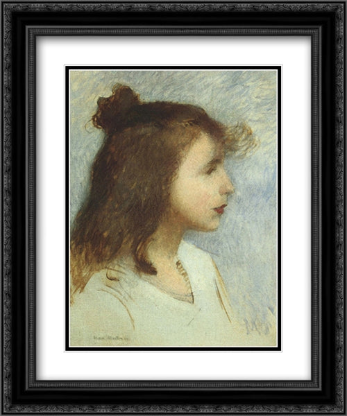 Sketch of a Young Girl 20x24 Black Ornate Wood Framed Art Print Poster with Double Matting by Martin, Henri