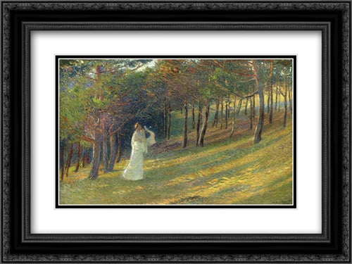 Orpheus in a Wood 24x18 Black Ornate Wood Framed Art Print Poster with Double Matting by Martin, Henri