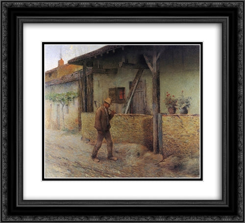 Return from the Fields 22x20 Black Ornate Wood Framed Art Print Poster with Double Matting by Martin, Henri