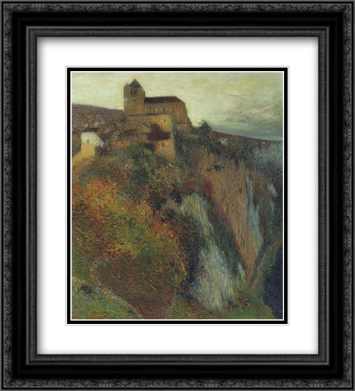 Saint-Cirq-Lapopie in Evening 20x22 Black Ornate Wood Framed Art Print Poster with Double Matting by Martin, Henri