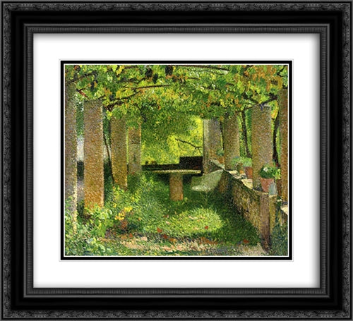 The Arbour 22x20 Black Ornate Wood Framed Art Print Poster with Double Matting by Martin, Henri