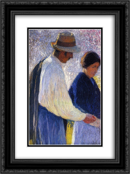 The Married Couple Study for Reapers 18x24 Black Ornate Wood Framed Art Print Poster with Double Matting by Martin, Henri