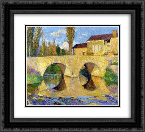 The Bridge of Bastiide-du-Vert 22x20 Black Ornate Wood Framed Art Print Poster with Double Matting by Martin, Henri