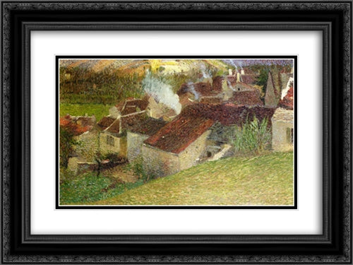 The Center of La Bastide du Vert 24x18 Black Ornate Wood Framed Art Print Poster with Double Matting by Martin, Henri