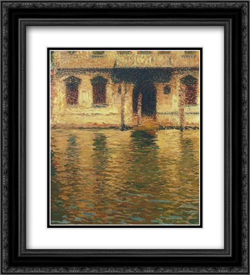 View of the Palace in Venice 20x22 Black Ornate Wood Framed Art Print Poster with Double Matting by Martin, Henri