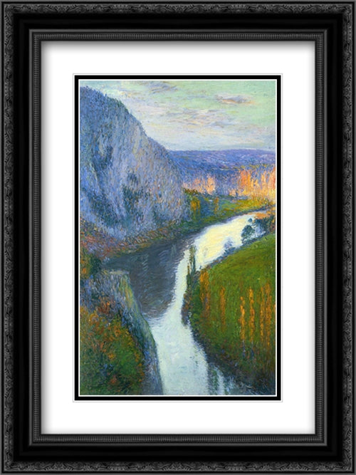 View of the Lot of Saint Cirq Lapopie 18x24 Black Ornate Wood Framed Art Print Poster with Double Matting by Martin, Henri