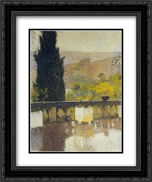 The Terrace 20x24 Black Ornate Wood Framed Art Print Poster with Double Matting by Martin, Henri