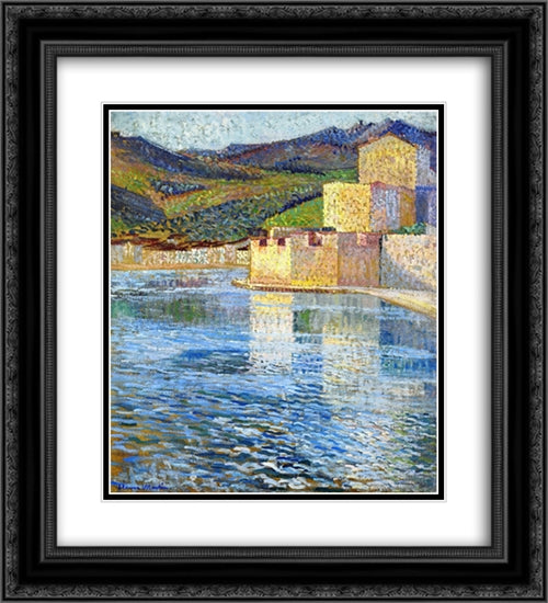 Ramparts at Collioure 20x22 Black Ornate Wood Framed Art Print Poster with Double Matting by Martin, Henri