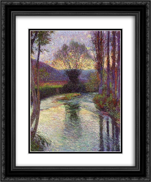 Reflected Willow on the Green 20x24 Black Ornate Wood Framed Art Print Poster with Double Matting by Martin, Henri