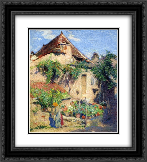 House and Garden at Saint-Cirq-Lapopie 20x22 Black Ornate Wood Framed Art Print Poster with Double Matting by Martin, Henri