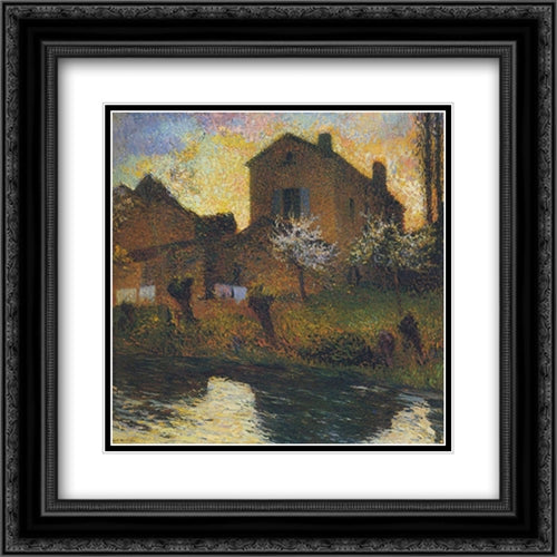 House of Marie Louise in Labastide 20x20 Black Ornate Wood Framed Art Print Poster with Double Matting by Martin, Henri