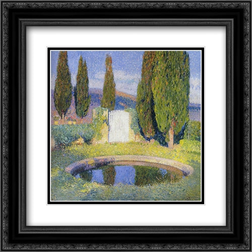 Fountain 20x20 Black Ornate Wood Framed Art Print Poster with Double Matting by Martin, Henri