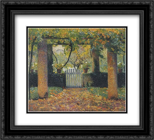 Garden door in Bower 22x20 Black Ornate Wood Framed Art Print Poster with Double Matting by Martin, Henri