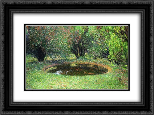 Marquayrol, Basin with Thujas 24x18 Black Ornate Wood Framed Art Print Poster with Double Matting by Martin, Henri