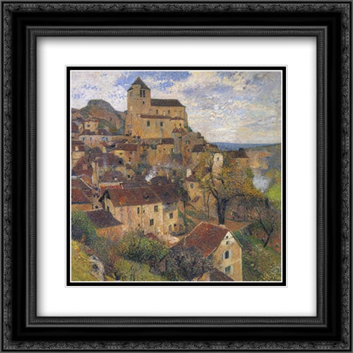 Saint Cirq Lapopie 20x20 Black Ornate Wood Framed Art Print Poster with Double Matting by Martin, Henri