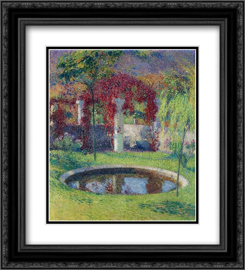 Pool Near Tonnelle de Marquayrol 20x22 Black Ornate Wood Framed Art Print Poster with Double Matting by Martin, Henri