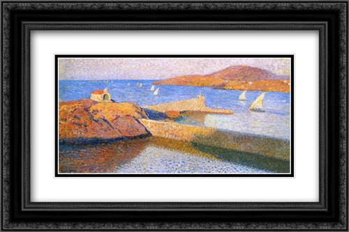 White sails 24x16 Black Ornate Wood Framed Art Print Poster with Double Matting by Martin, Henri