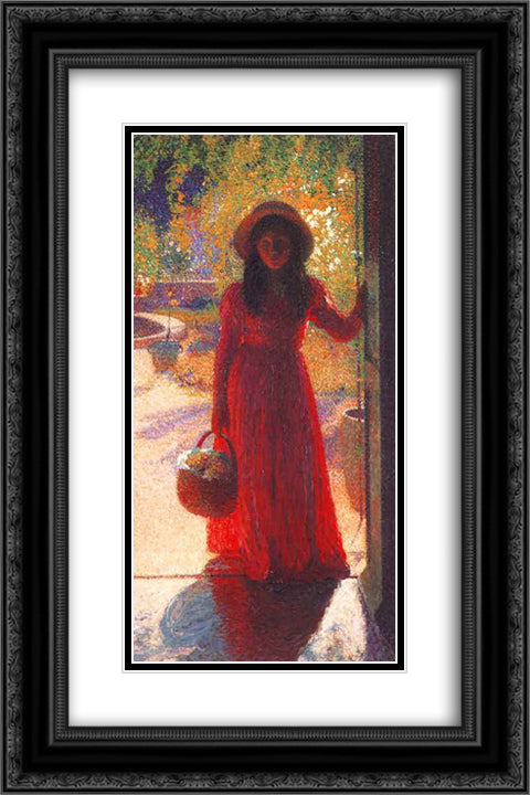 Gabrielle at the Gate 16x24 Black Ornate Wood Framed Art Print Poster with Double Matting by Martin, Henri