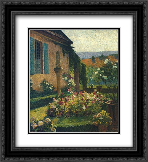 Garden of the Artist 20x22 Black Ornate Wood Framed Art Print Poster with Double Matting by Martin, Henri