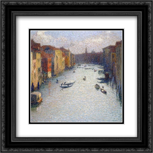 Grand Canal, Venice 20x20 Black Ornate Wood Framed Art Print Poster with Double Matting by Martin, Henri