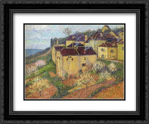 Houses at Saint Cirq Lapopie 24x20 Black Ornate Wood Framed Art Print Poster with Double Matting by Martin, Henri