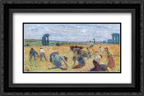 Harvesters 24x16 Black Ornate Wood Framed Art Print Poster with Double Matting by Martin, Henri