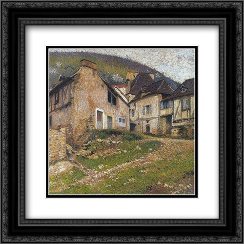 Houses in the Village 20x20 Black Ornate Wood Framed Art Print Poster with Double Matting by Martin, Henri