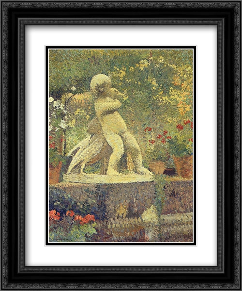 The Child with goose 20x24 Black Ornate Wood Framed Art Print Poster with Double Matting by Martin, Henri