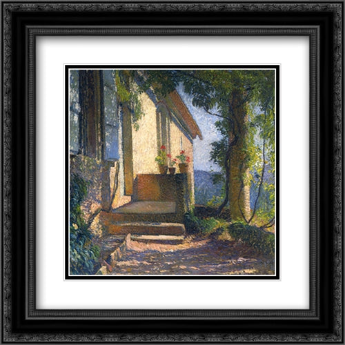 Facade of the House 20x20 Black Ornate Wood Framed Art Print Poster with Double Matting by Martin, Henri