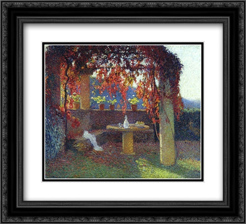 The Pergola 22x20 Black Ornate Wood Framed Art Print Poster with Double Matting by Martin, Henri