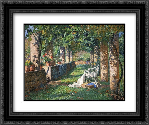 The Pergola in Spring 24x20 Black Ornate Wood Framed Art Print Poster with Double Matting by Martin, Henri