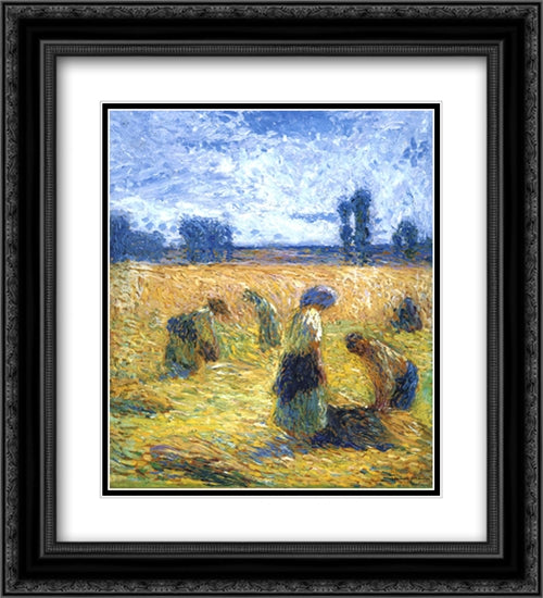 The Harvest 20x22 Black Ornate Wood Framed Art Print Poster with Double Matting by Martin, Henri