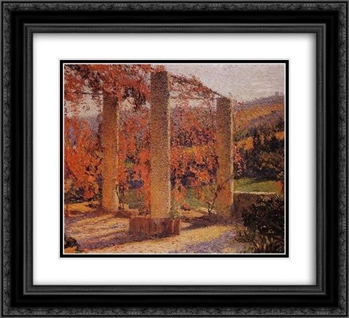 The Arbour in Autumn 22x20 Black Ornate Wood Framed Art Print Poster with Double Matting by Martin, Henri
