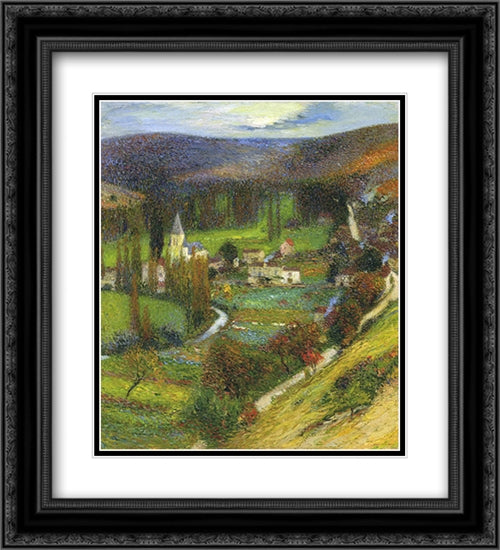 Labastide du Vert - Morning Effect 20x22 Black Ornate Wood Framed Art Print Poster with Double Matting by Martin, Henri