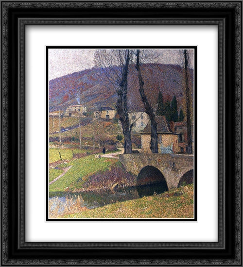 Labastide du Vert Village 20x22 Black Ornate Wood Framed Art Print Poster with Double Matting by Martin, Henri