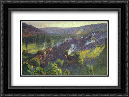 Labastide du Vert in Afternoon 24x18 Black Ornate Wood Framed Art Print Poster with Double Matting by Martin, Henri