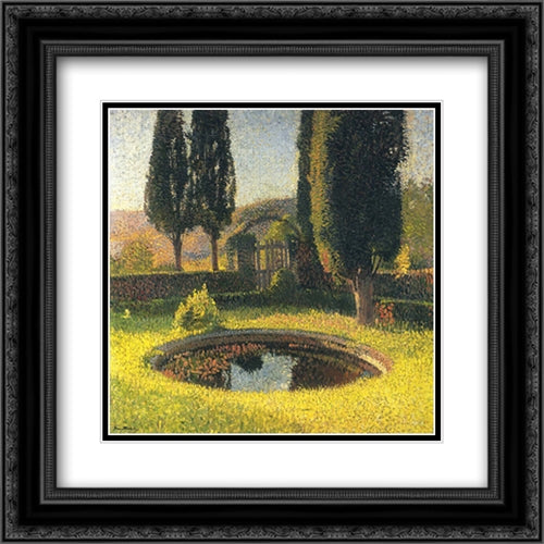 Fountain in South East Park in Marquayrol 20x20 Black Ornate Wood Framed Art Print Poster with Double Matting by Martin, Henri