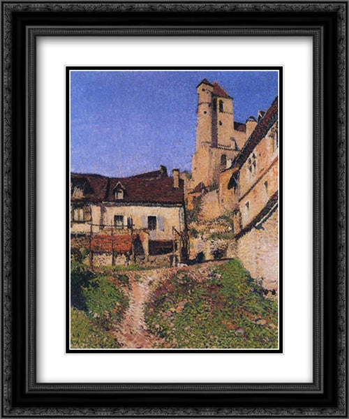 Village Corner 20x24 Black Ornate Wood Framed Art Print Poster with Double Matting by Martin, Henri