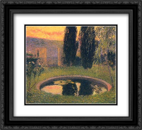 In the Garden 22x20 Black Ornate Wood Framed Art Print Poster with Double Matting by Martin, Henri