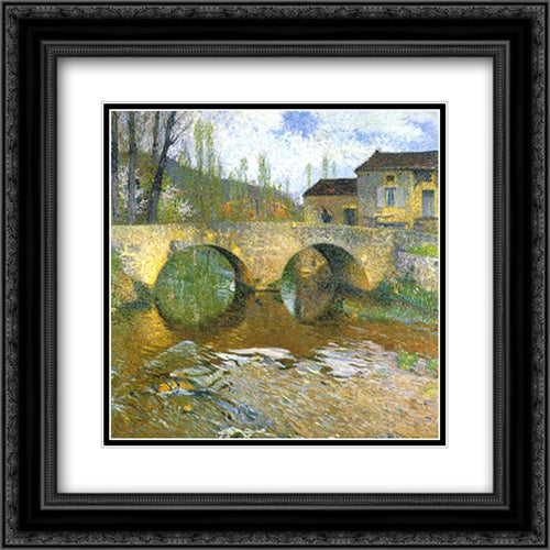 The Green Bridge 20x20 Black Ornate Wood Framed Art Print Poster with Double Matting by Martin, Henri