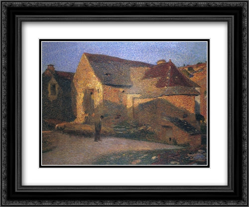 The Old House in the Last Rays 24x20 Black Ornate Wood Framed Art Print Poster with Double Matting by Martin, Henri