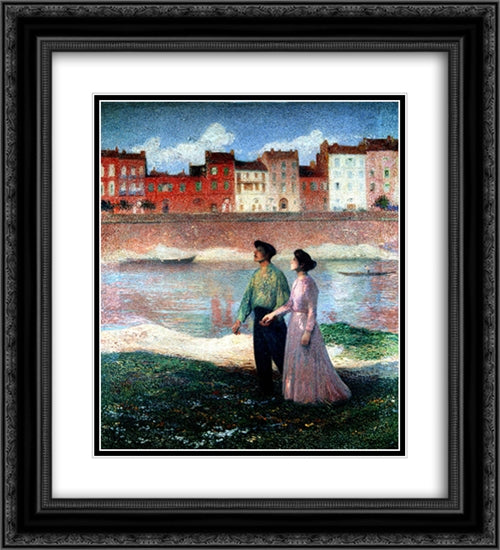 The Lovers 20x22 Black Ornate Wood Framed Art Print Poster with Double Matting by Martin, Henri