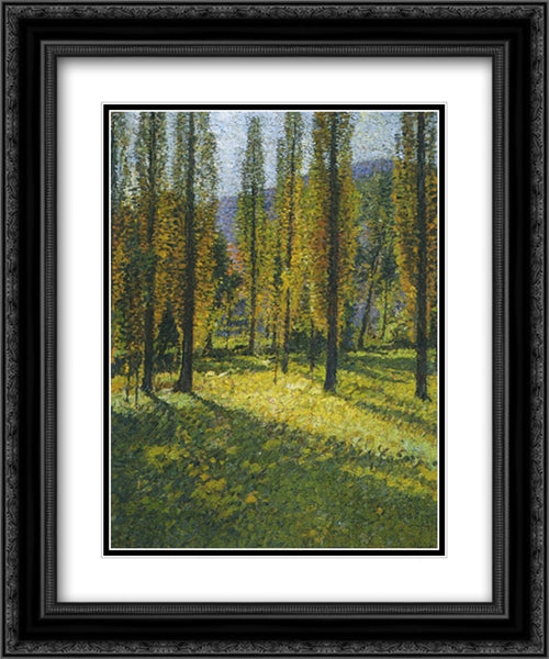 The Poplars 20x24 Black Ornate Wood Framed Art Print Poster with Double Matting by Martin, Henri